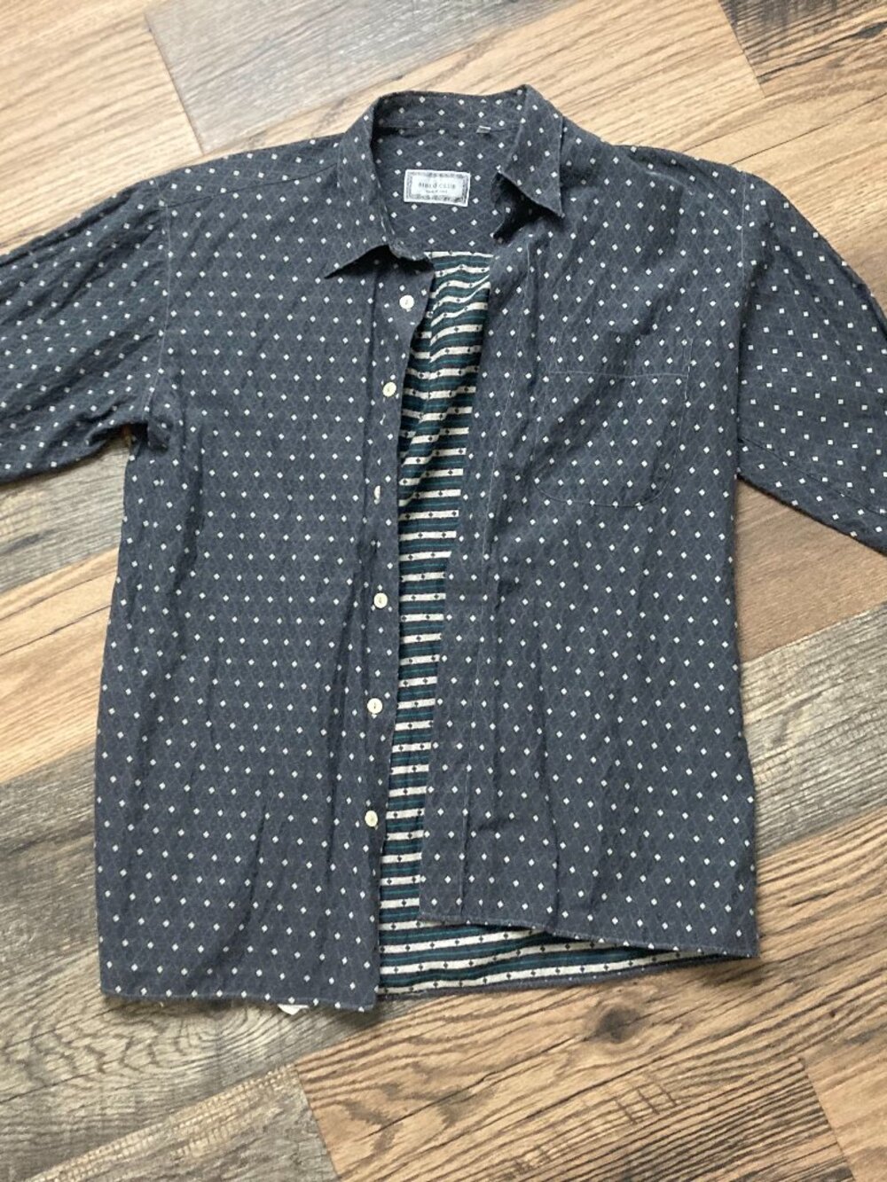 Biblo Club Vtg Men’s Shirt Size L Gray Geometric Pattern Button  Made in Italy